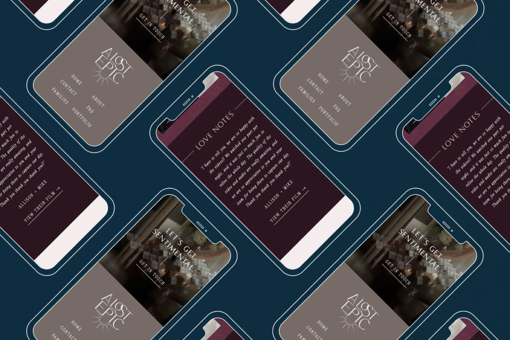 Phone mockups from a website for A Lost Epic