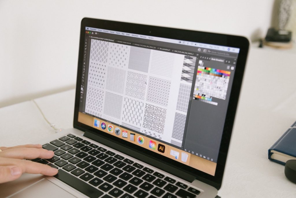 Close up of patterns being designed in Adobe Illustrator