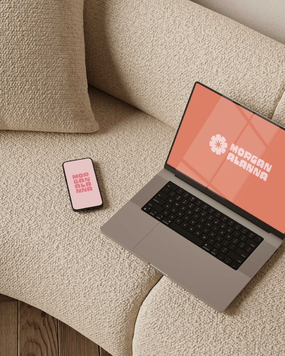 branding assets for morgan alanna photography displayed on laptop and a mobiel phone