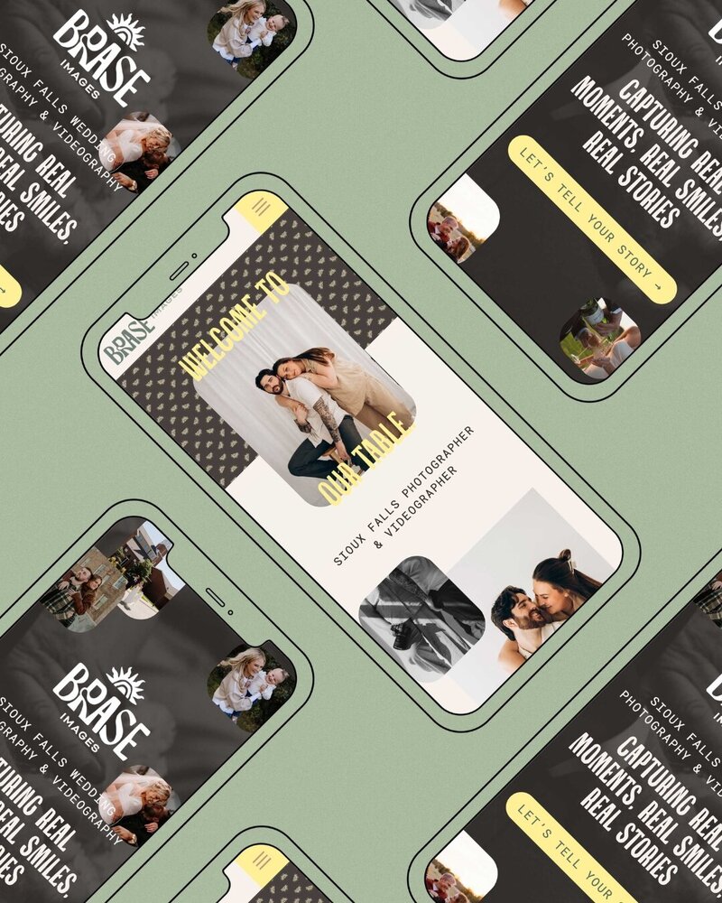 mobile phones each displaying a different website page for brase images 