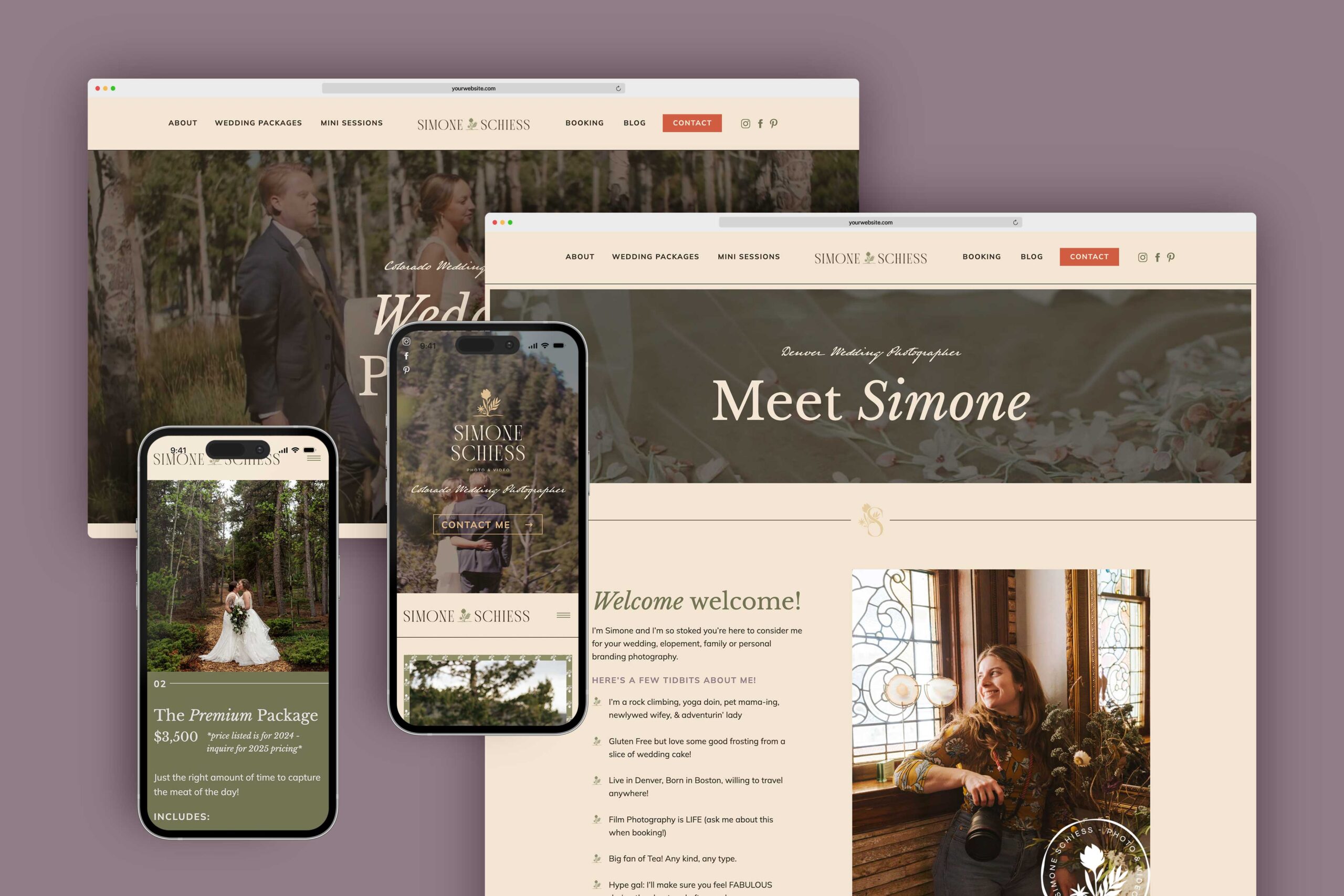 website templates for simone schiess photography displayed on desktop and mobile 