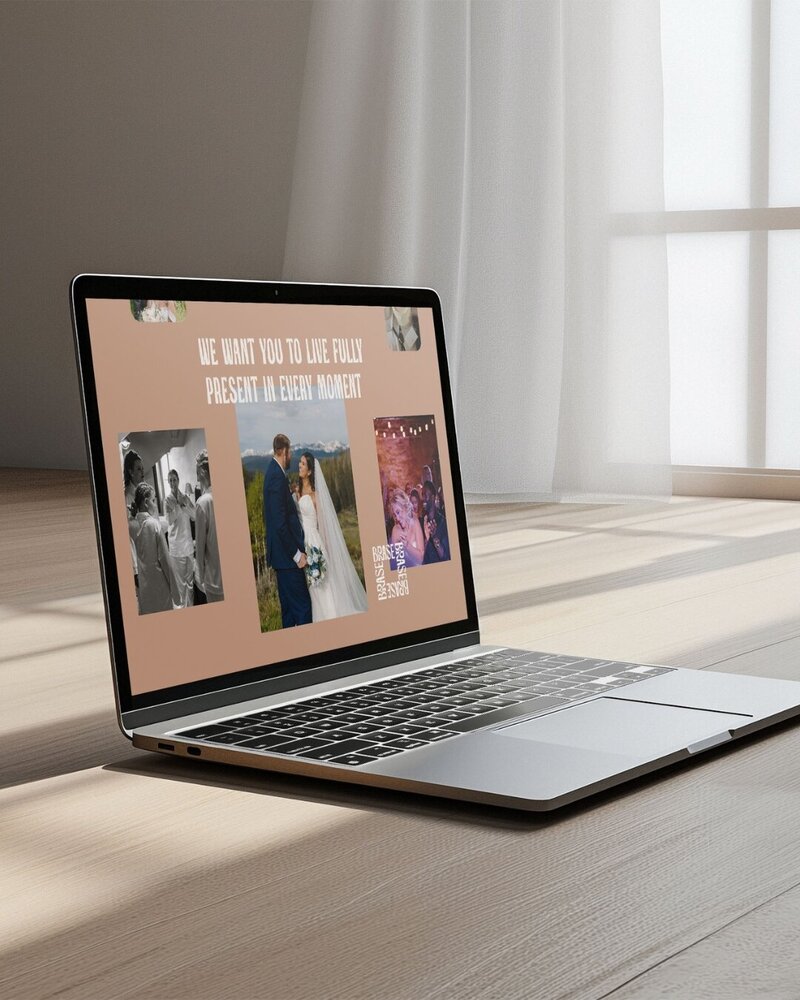 a laptop on the ground displaying the website for brase images 