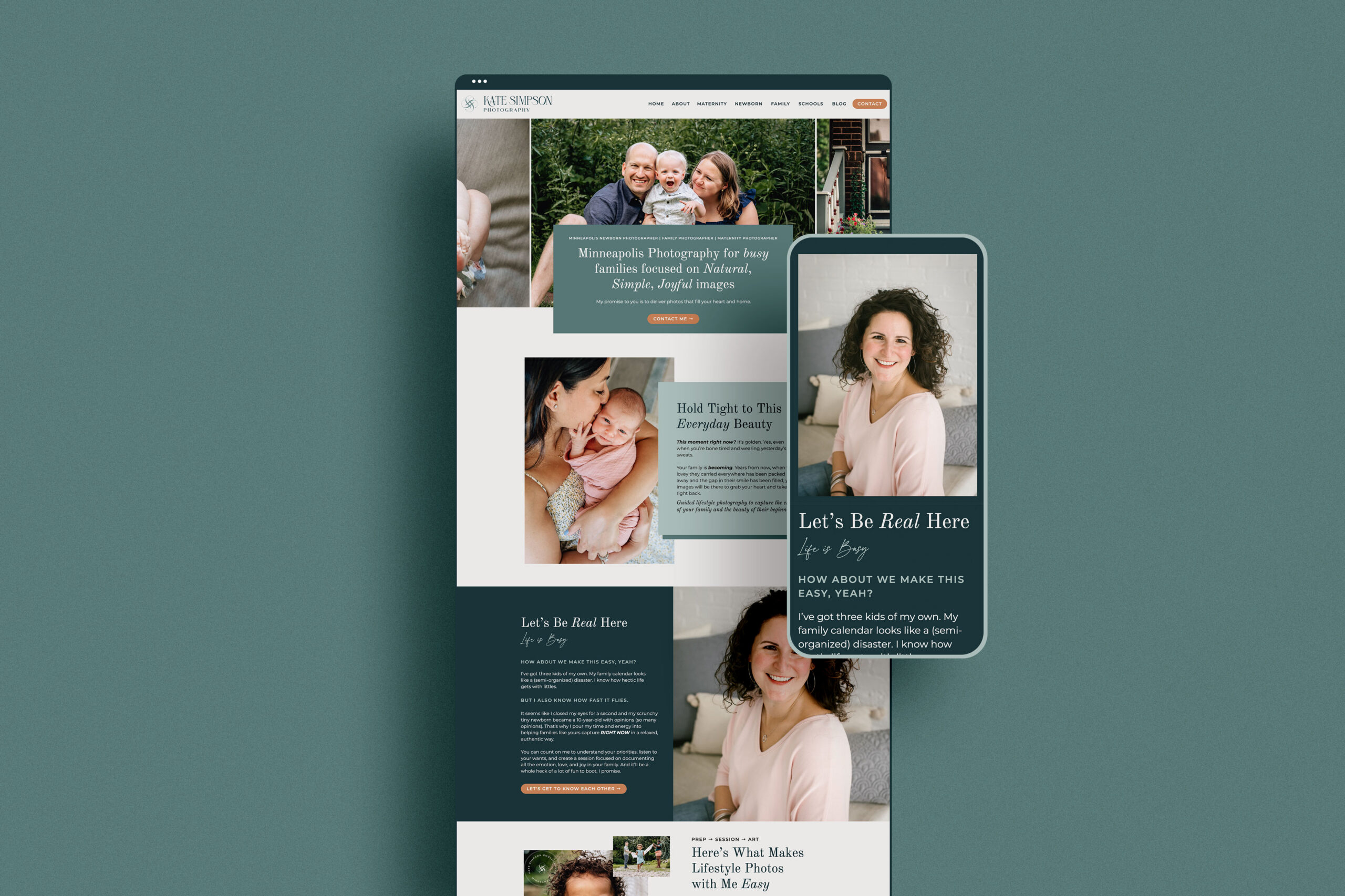 a website layout for kate simpson photography 