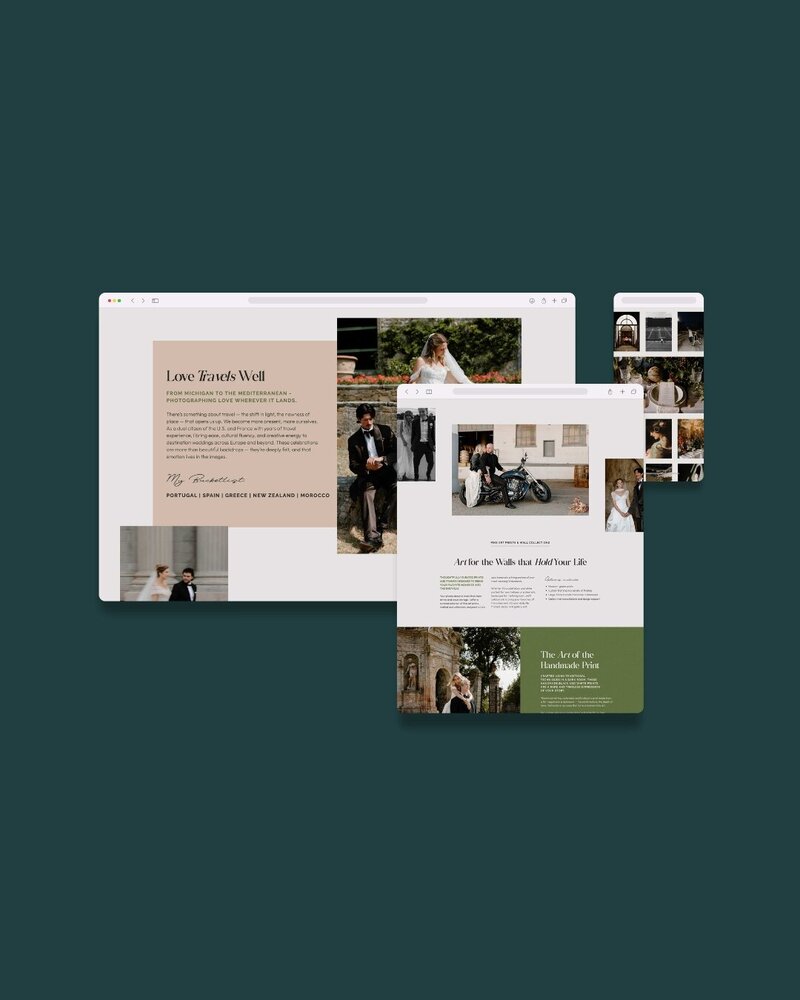a website layout for emily dahuron photography