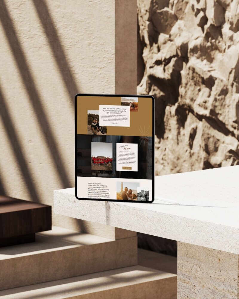 a tablet on top of a marble slab 