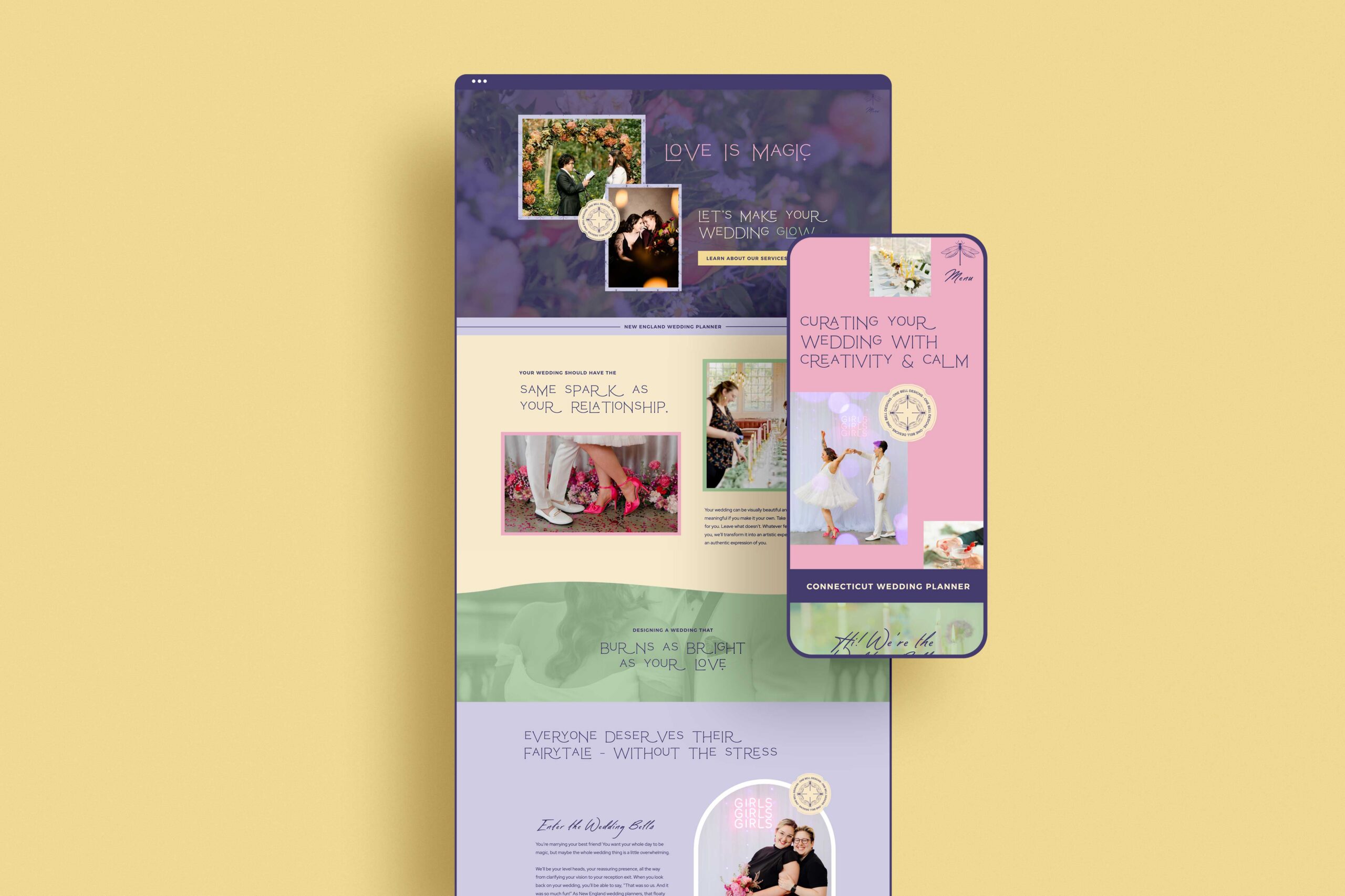 a website layout for a conneticut wedding planner