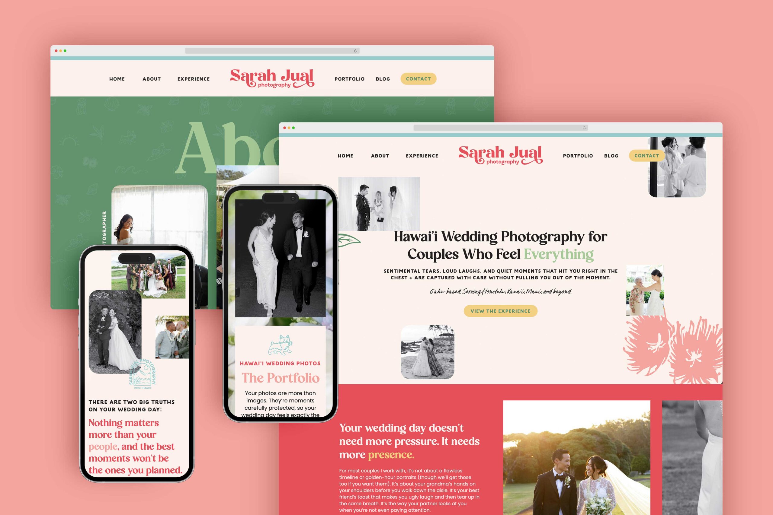 a mock website layout for sarah jual photography