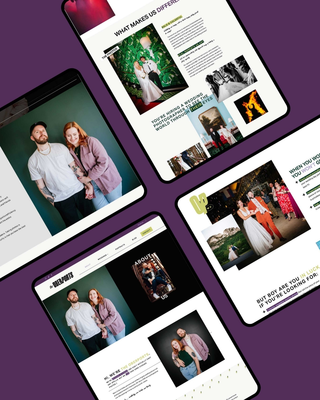 tablets displaying different website pages for the oberports