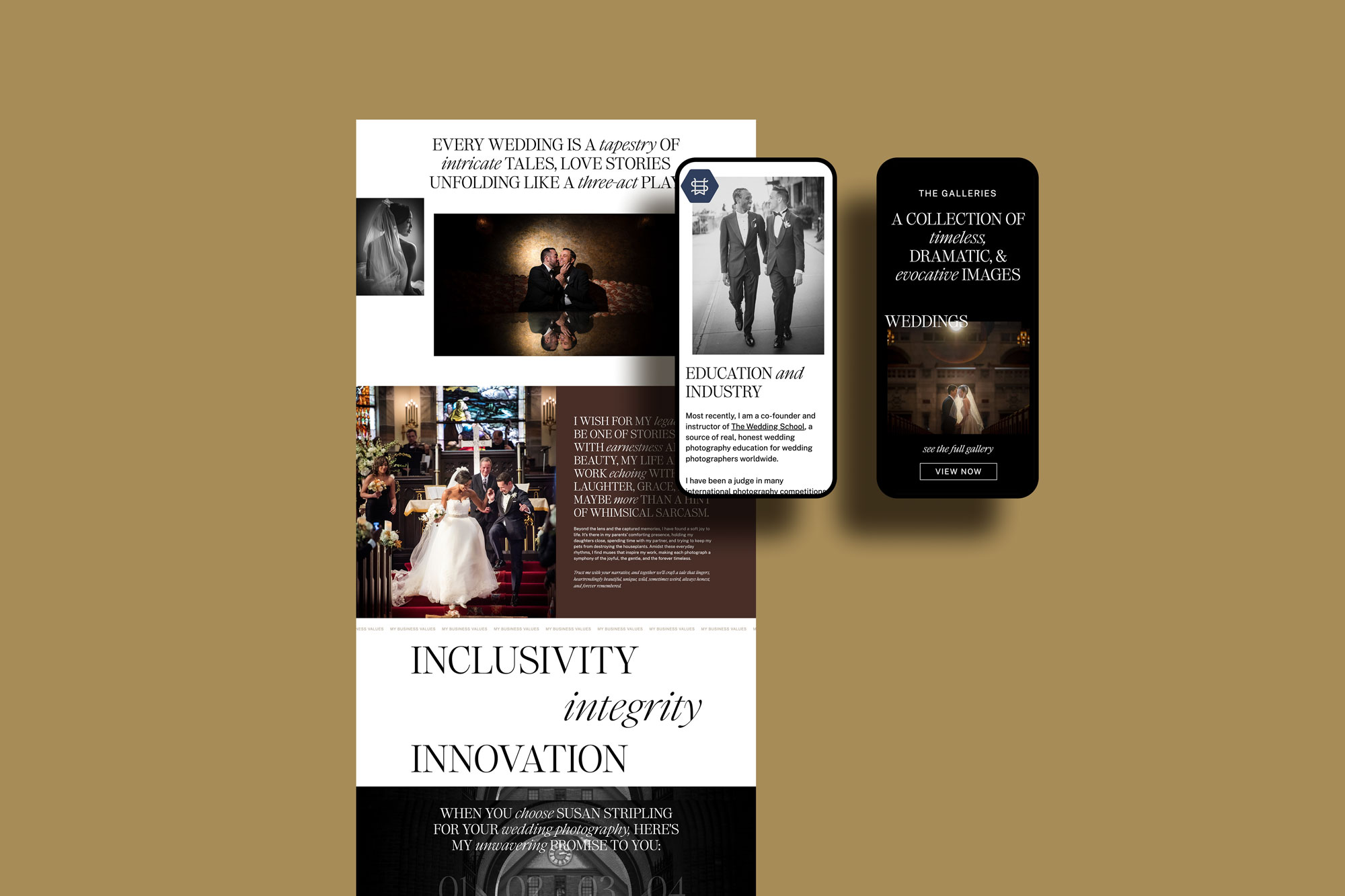 a mock website layout for susan stripling photography