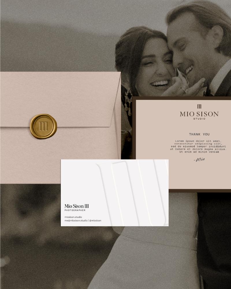 logos and business cards for Mio Sison Studio 