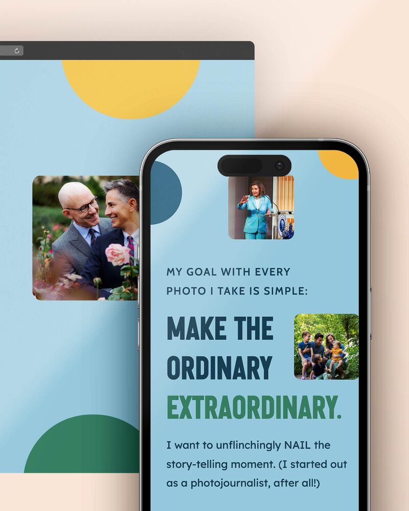 a mobile phone dispalying the website for emily chastain photography