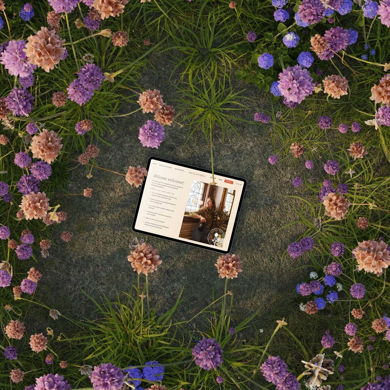 a tablet displaying the website for simone schiess photography