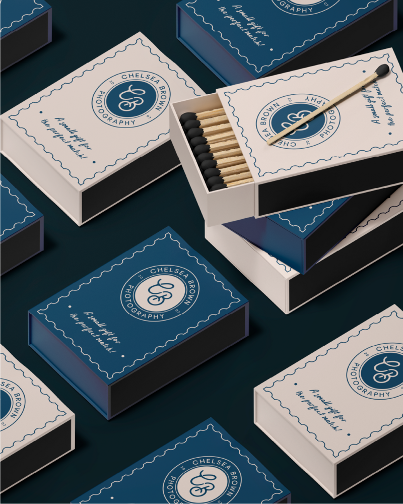 branded matchboxes for chelsea brown photography