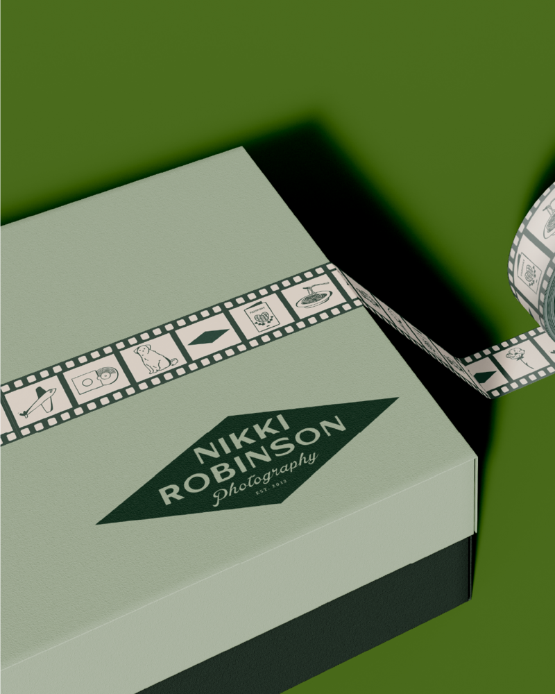 niki robinson photography's logo on a box 